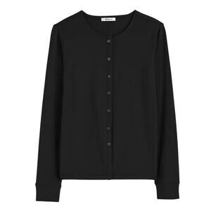 Madewell Black Cotton Blend Button Front Cardigan Sweater XS NWT